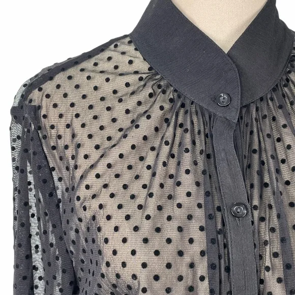 Sandra Soulos sheer black spot blouse. Size 12. - Picture 4 of 8